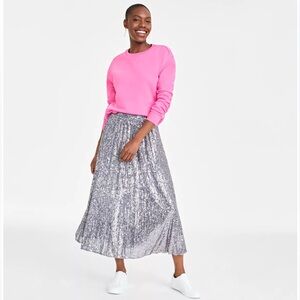 Silver Sequin Midi Skirt 8